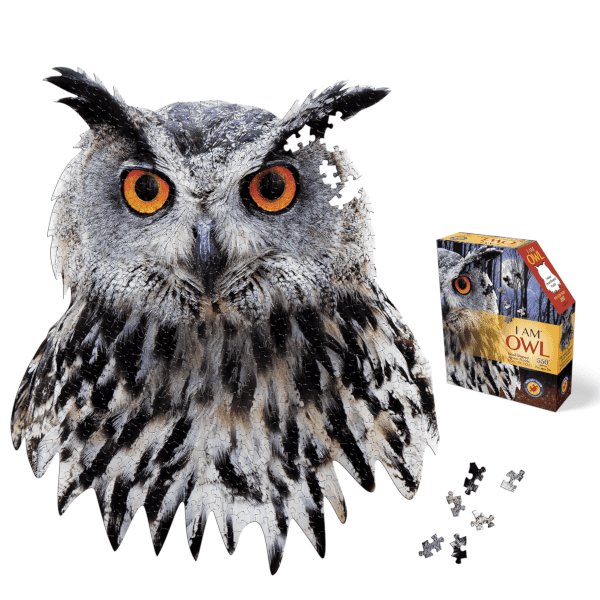 I AM Owl Large Puzzle is 535 pieces and shaped like an owls head. Itis for ages 10 plus.