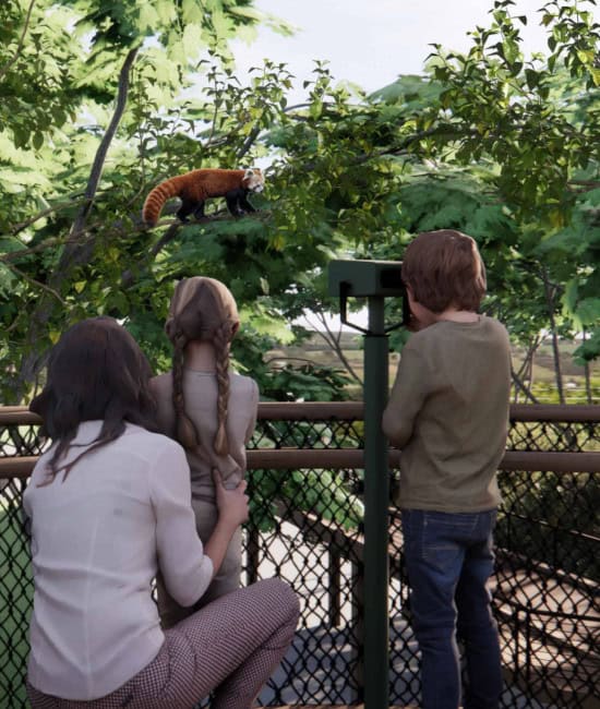 A rendering of The Aerie Lookout tower and accessable upper walkways