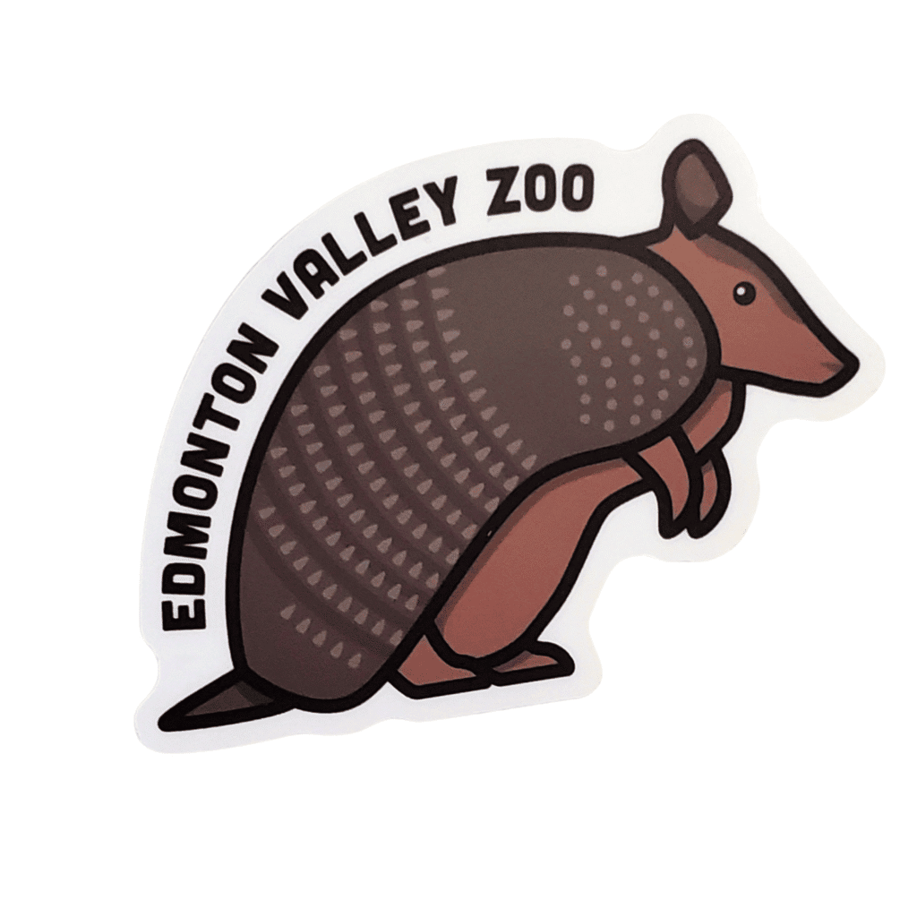 Armadillo Image of a armadillo with Edmonton Valley Zoo above, made by stickers northwest