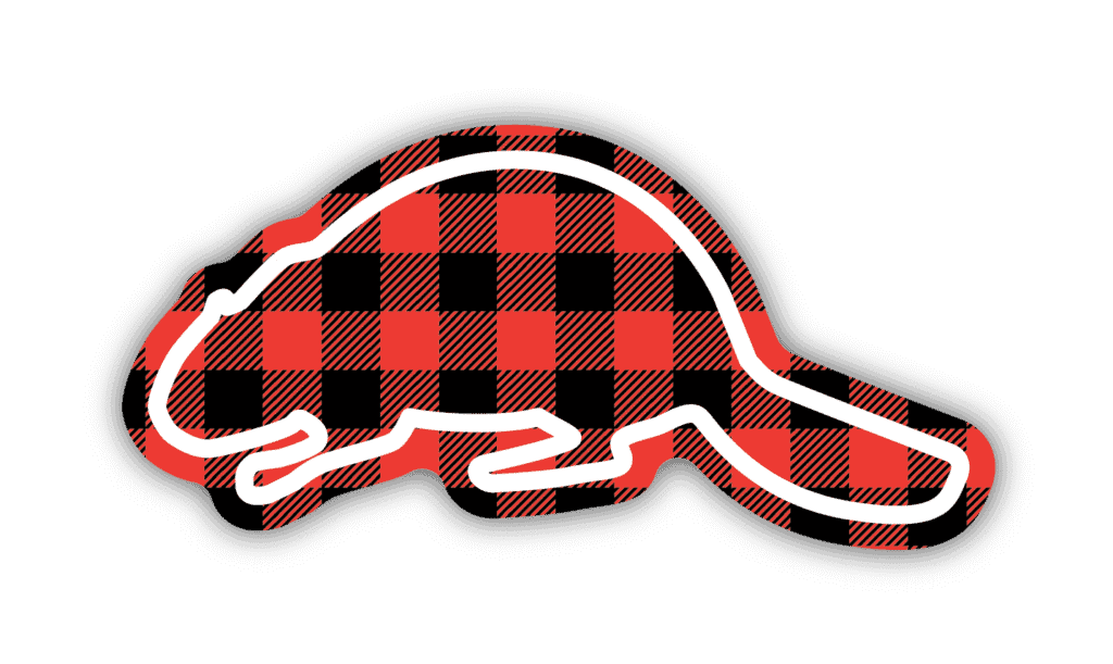 Buffalo Check Beaver Image of a beaver with buffalo check pattern, made by stickers northwest