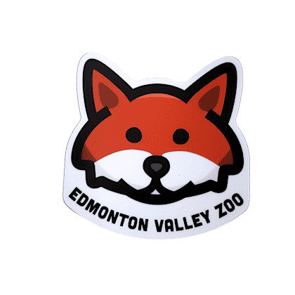 Image of a cartoon fox face with Edmonton Valley Zoo underneath, made by stickers northwest