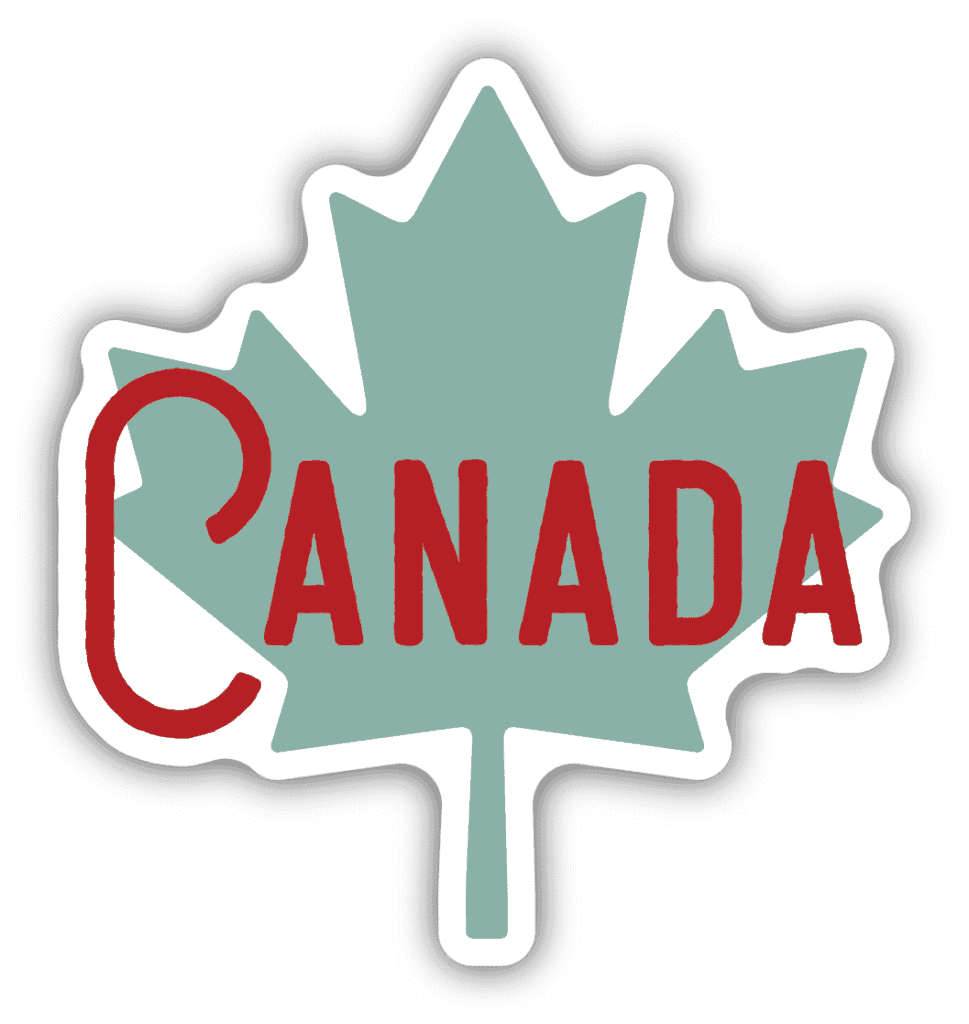 Maple Leaf Canada Image of a blue maple leaf with Canada written across, made by stickers northwest