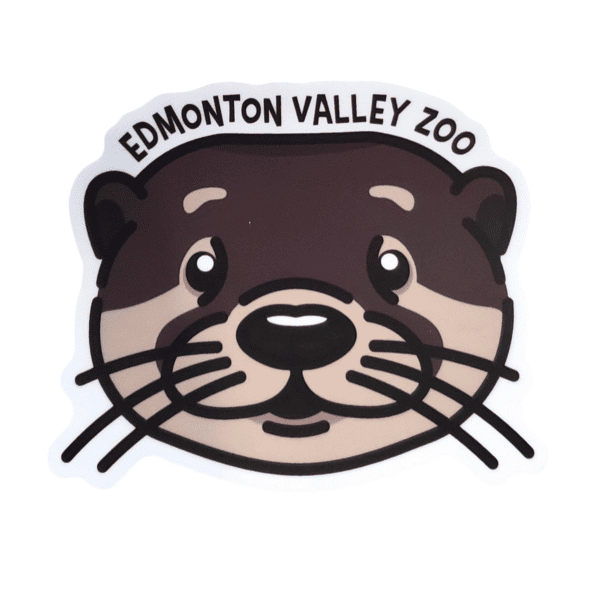 Image of a river otter face with Edmonton Valley Zoo above, made by stickers northwest