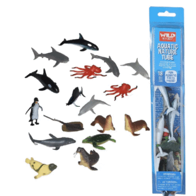 Image of Aquatic animals in a bright blue tube