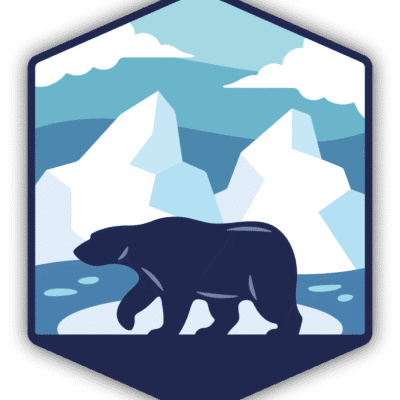 Image of a polar bear walking in a arctic landscape, made by stickers northwest
