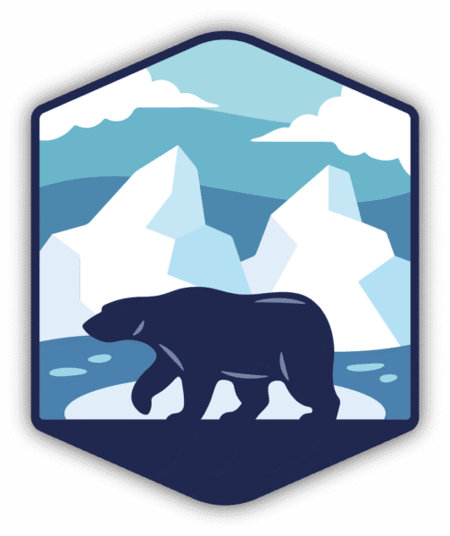 Image of a polar bear walking in a arctic landscape, made by stickers northwest