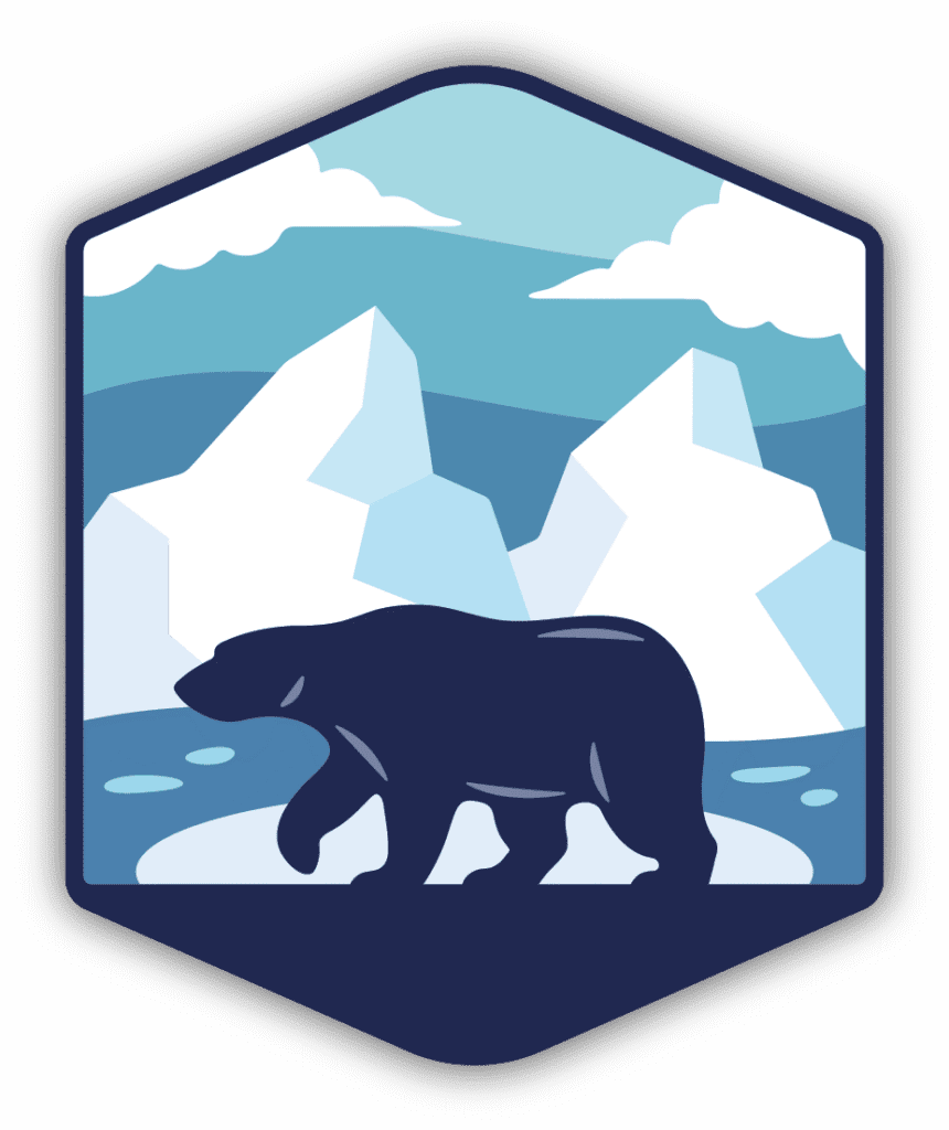 Image of a polar bear walking in a arctic landscape, made by stickers northwest