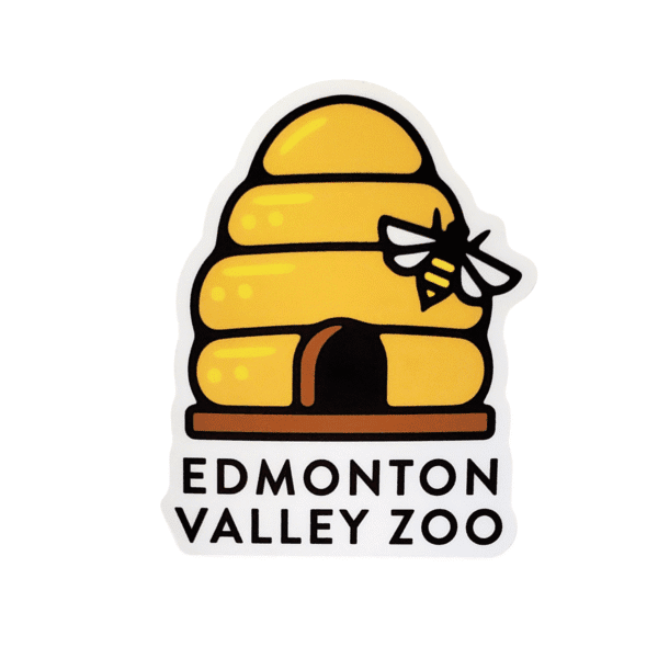 Image of a beehive sticker with Edmonton Valley Zoo underneath, made by stickers northwest