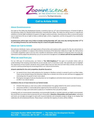 A thumbnail of the first page of the Call to Artist Application .pdf. Click to download application