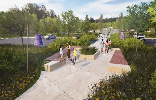 An artist rendering of the welcome pathway