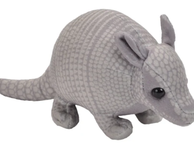 Image of a grey armadillo plush toy.