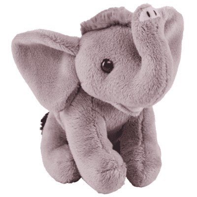 Image of grey plush elephant toy.