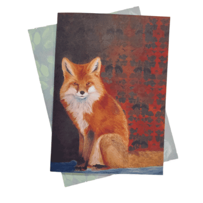 Image of greeting card featuring art of a red fox.