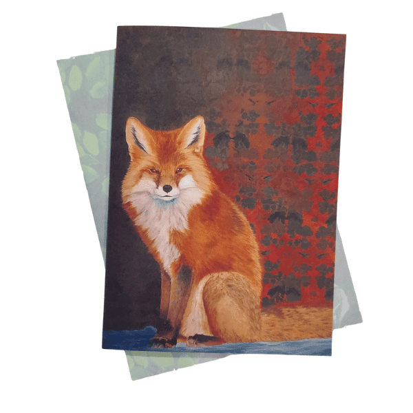 Image of greeting card featuring art of a red fox.
