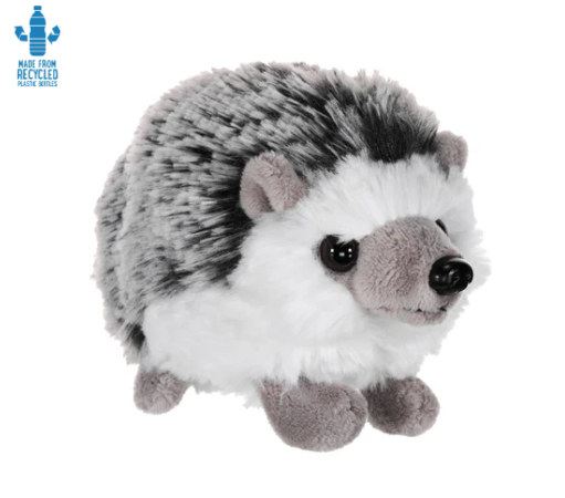 Image of white and grey hedgehog plush toy.