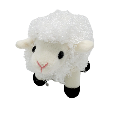 Image of white fluffy sheep plush toy.