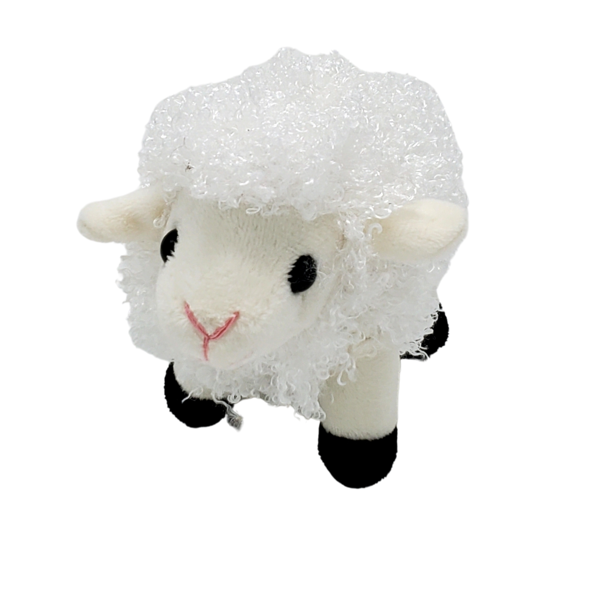 Image of white fluffy sheep plush toy.