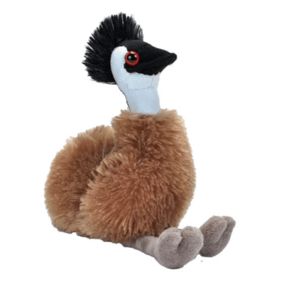 Image of brown and white stuffed plush toy emu.