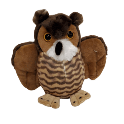 Image of brown stuffed owl plush toy.