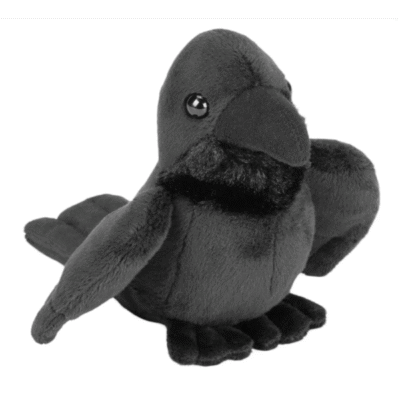 Image of black raven plush toy.