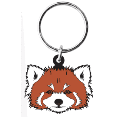 Image of red panda race enamel keychain