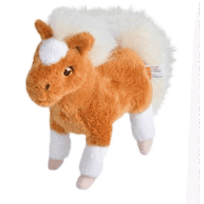 Image of beige and white stuffed toy horse.